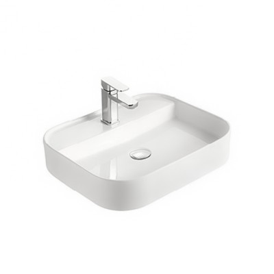 Modern home luxury white ceramic rectangular countertop sinks chaozhou factory sanitary ware bathroom wash basin